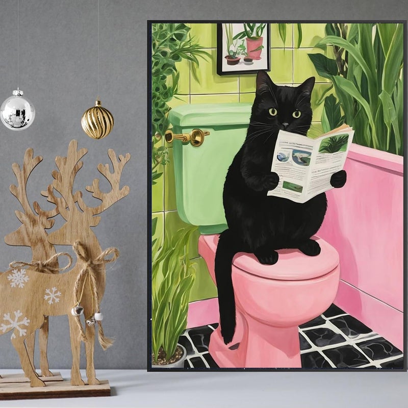 MIRCVSH Black Cat Paint by Numbers for Adults with Framed Canvas-with Wooden Easel,Paint by Number on Canvas,DIY Acrylic Oil Painting Kits with Brushes Nice Gift Box for Home Wall Decor(12x16 Inch) - Image 3